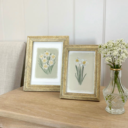 Gold Herringbone Resin Picture Frame