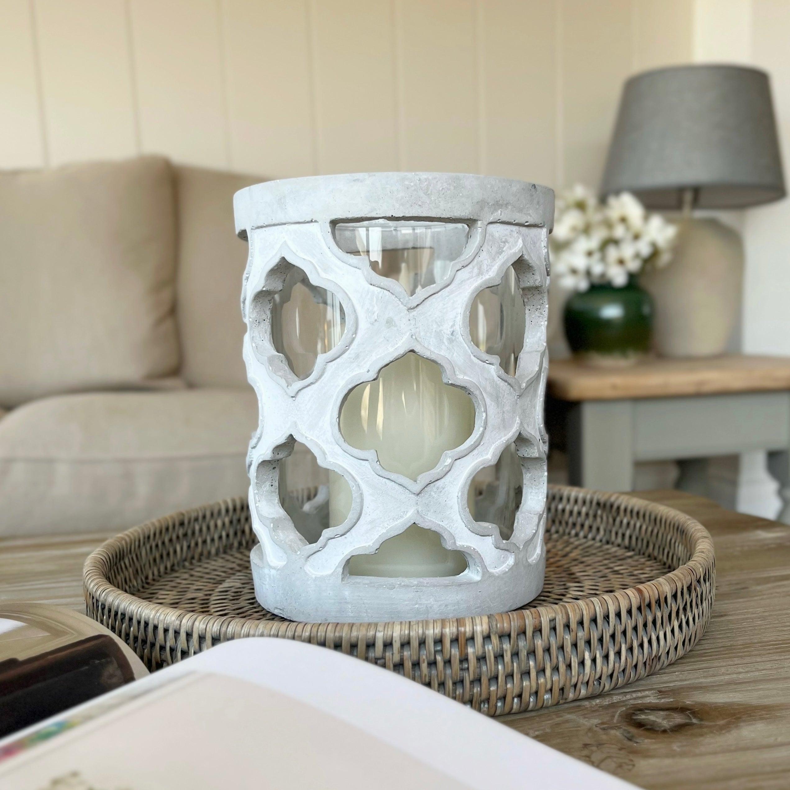 Stone Effect Patterned Candle Holder