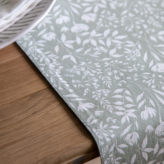 Sage Floral Table Runner