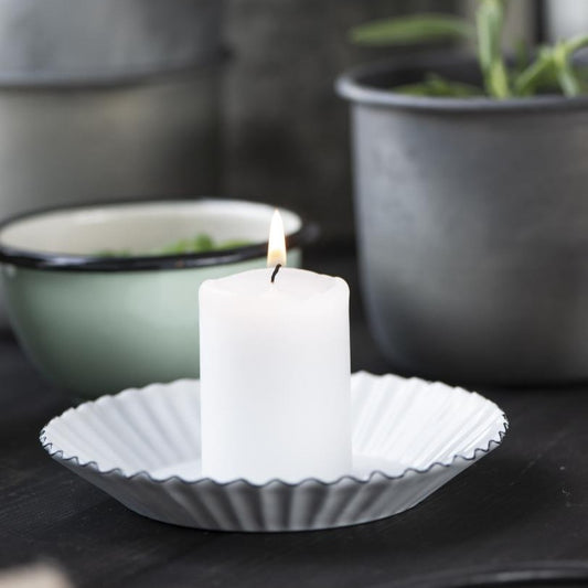 Grooved Enamel Candle Plate
