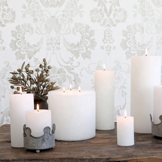White Rustic Pillar Candle