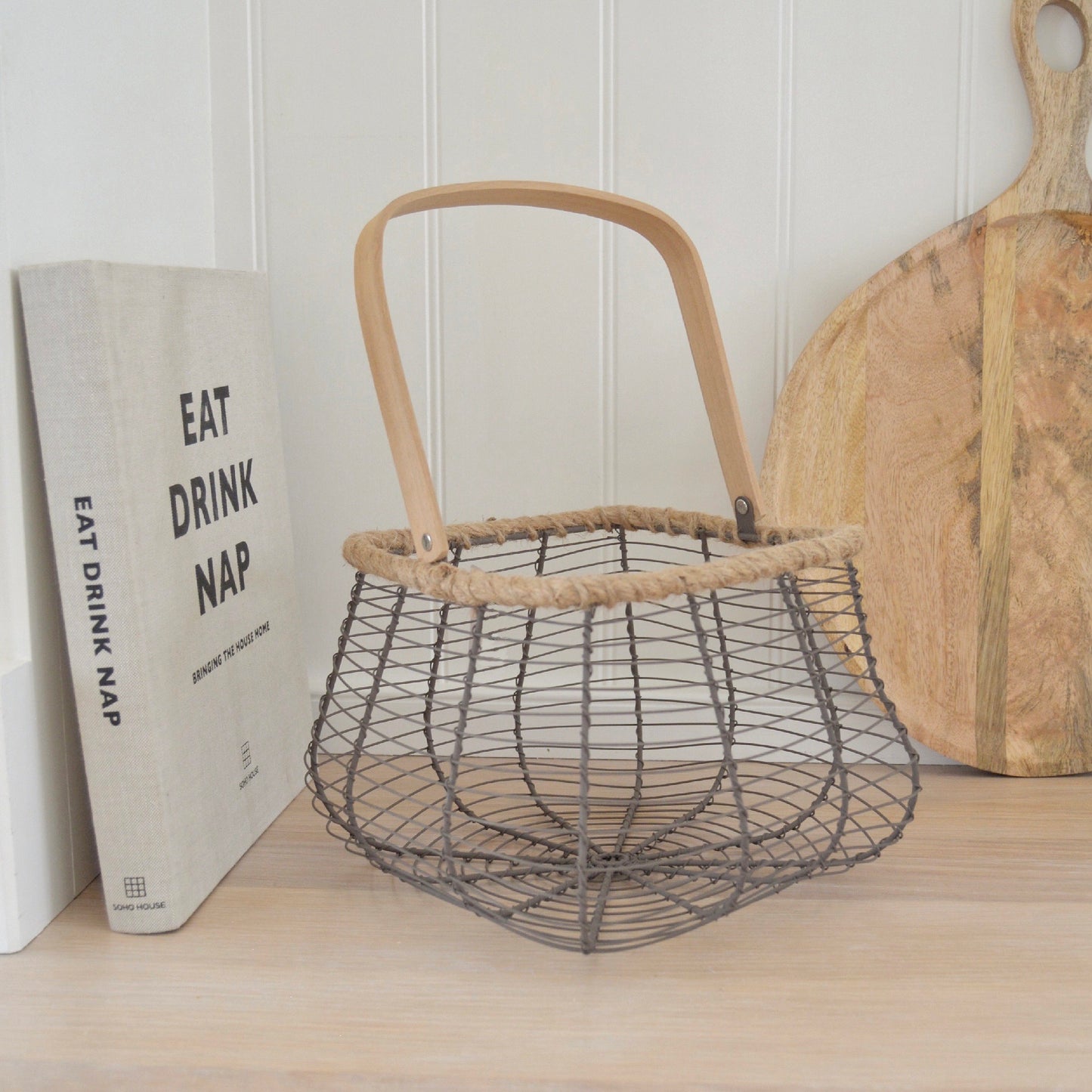 Square Basket With Woven Trim