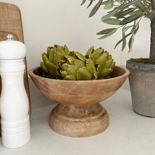 Footed Mango Wood Bowl